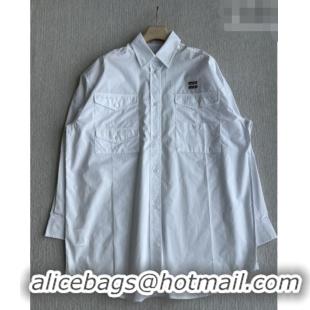 Top Design Miu Miu Cotton Oversized Shirt MM042224 White 2026