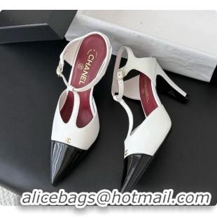 Good Quality Chanel Lambskin & Patent Calfskin Slingbacks G47167 White 2026