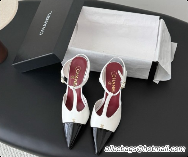 Good Quality Chanel Lambskin & Patent Calfskin Slingbacks G47167 White 2026