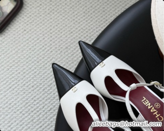Good Quality Chanel Lambskin & Patent Calfskin Slingbacks G47167 White 2026