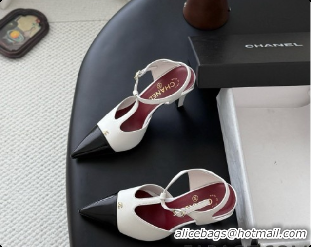 Good Quality Chanel Lambskin & Patent Calfskin Slingbacks G47167 White 2026