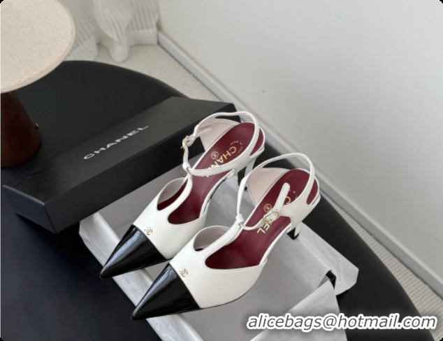 Good Quality Chanel Lambskin & Patent Calfskin Slingbacks G47167 White 2026