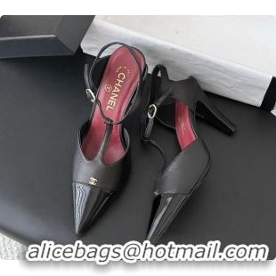 Luxurious Chanel Lambskin & Patent Calfskin Slingbacks G47167 Black 2026
