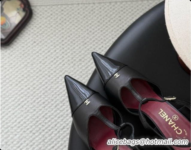 Luxurious Chanel Lambskin & Patent Calfskin Slingbacks G47167 Black 2026