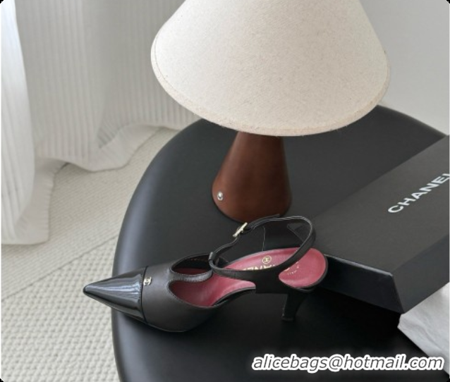 Luxurious Chanel Lambskin & Patent Calfskin Slingbacks G47167 Black 2026