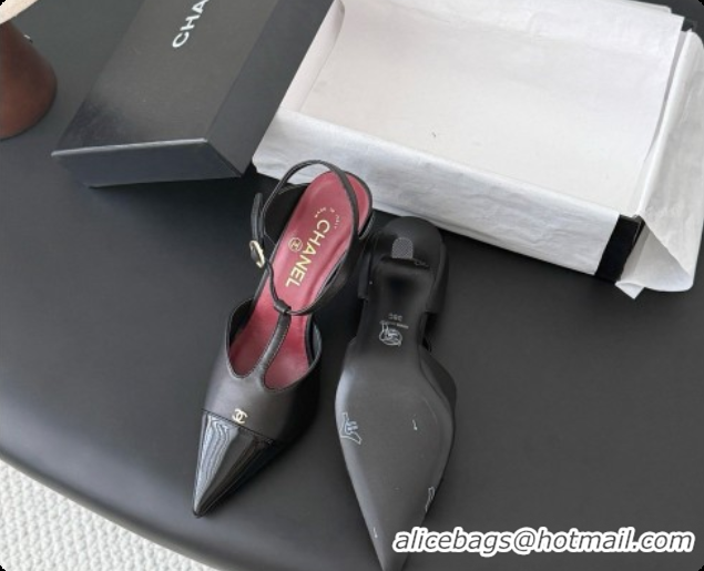 Luxurious Chanel Lambskin & Patent Calfskin Slingbacks G47167 Black 2026