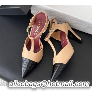 Charming Chanel Lambskin & Patent Calfskin Slingbacks G47167 Beige 2026