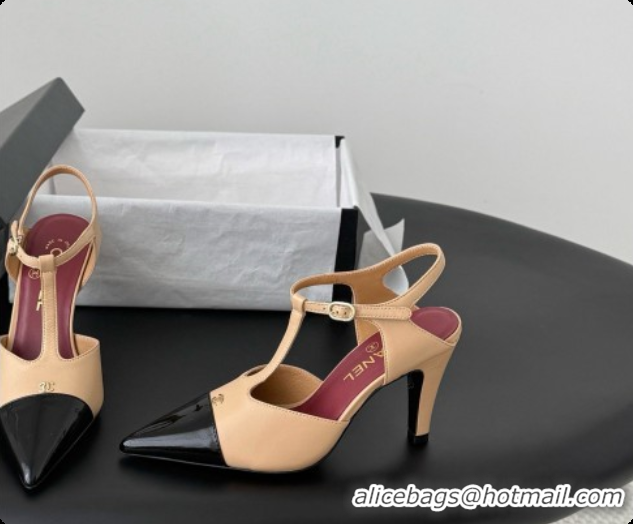 Charming Chanel Lambskin & Patent Calfskin Slingbacks G47167 Beige 2026