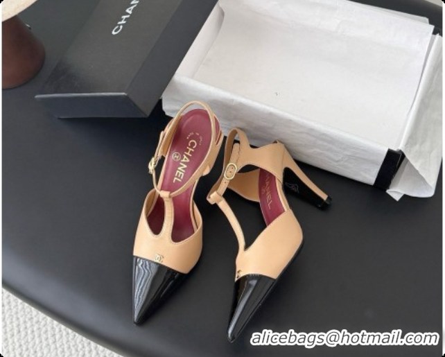 Charming Chanel Lambskin & Patent Calfskin Slingbacks G47167 Beige 2026