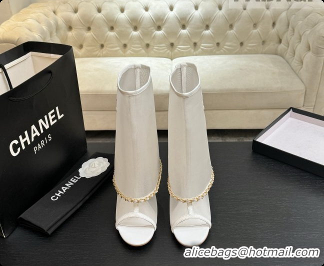 Stylish Chanel Mesh Boots with Chain CH072809 White 2026
