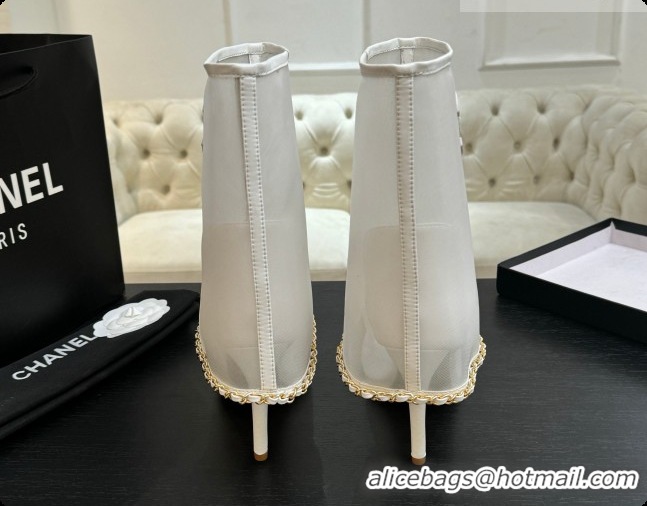 Stylish Chanel Mesh Boots with Chain CH072809 White 2026