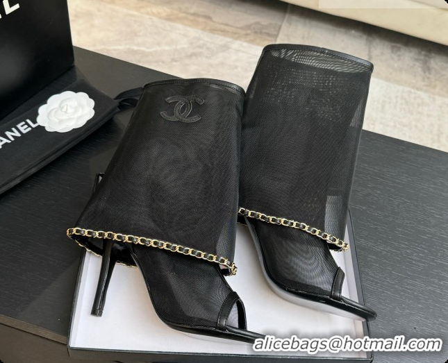 Low Cost Chanel Mesh Boots with Chain CH072811 Black 2026