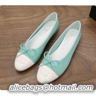 Buy Luxury Chanel Patent Leather Ballet Flat G02819 CH072842 Light Blue/White 2026