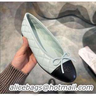 Promotional Chanel Lambskin Quilted CC Cap Toe Ballerina Flats CH5420 Light Blue 2026
