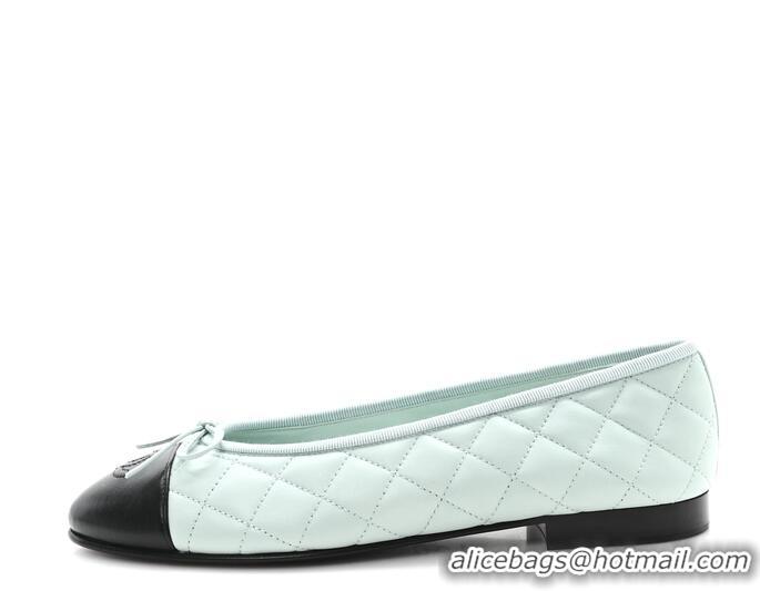 Promotional Chanel Lambskin Quilted CC Cap Toe Ballerina Flats CH5420 Light Blue 2026