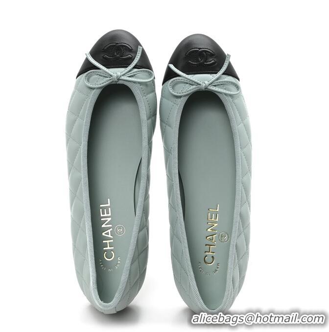 Promotional Chanel Lambskin Quilted CC Cap Toe Ballerina Flats CH5420 Light Blue 2026