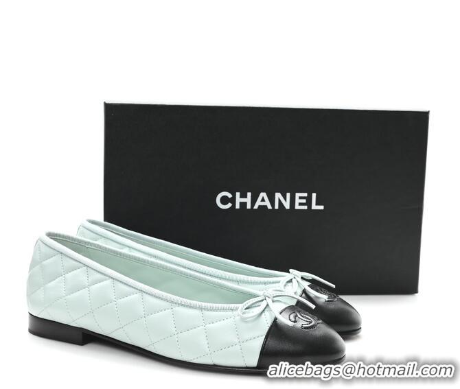 Promotional Chanel Lambskin Quilted CC Cap Toe Ballerina Flats CH5420 Light Blue 2026
