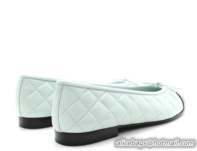Promotional Chanel Lambskin Quilted CC Cap Toe Ballerina Flats CH5420 Light Blue 2026