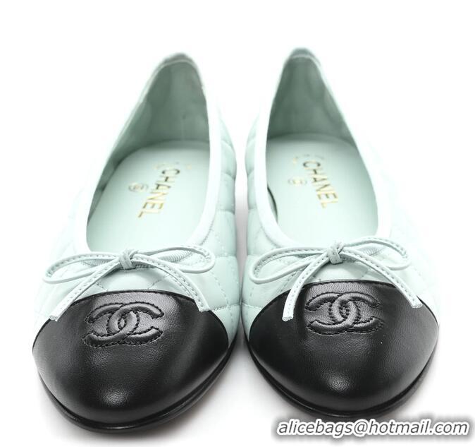 Promotional Chanel Lambskin Quilted CC Cap Toe Ballerina Flats CH5420 Light Blue 2026