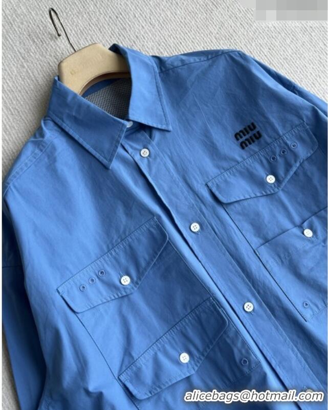 Fashion Inexpensive Miu Miu Cotton Oversized Shirt MM042224 Blue 2026