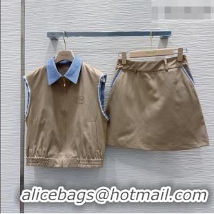 Buy Discount Miu Miu Vest and Mini Skirt Set MM042238 Beige 2026