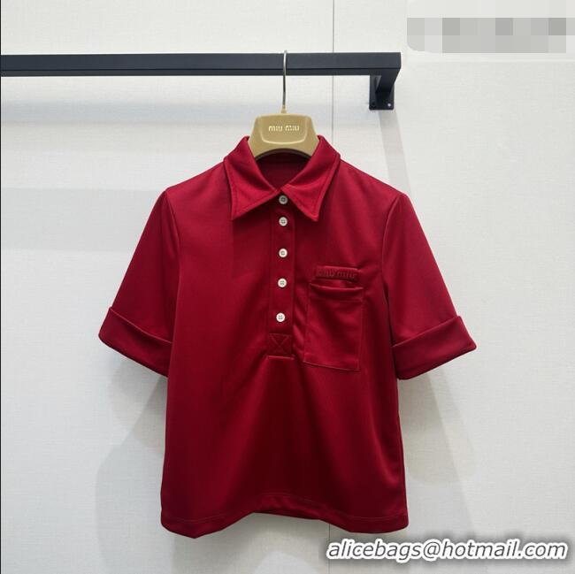 Luxury Discount Miu Miu At Work Polo Shirt MM042241 Red 2026