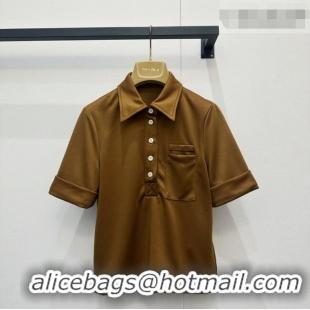 Reasonable Price Miu Miu At Work Polo Shirt MM042241 Gold 2026