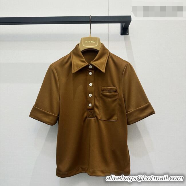 Reasonable Price Miu Miu At Work Polo Shirt MM042241 Gold 2026