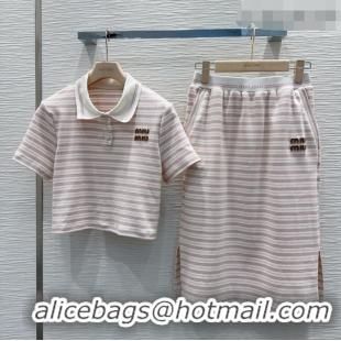 Modern Discount Miu Miu Polo Shirt and Skirt Set MM042275 Pink 2026