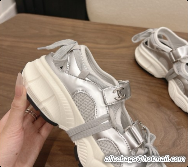 Good Looking Chanel Calfskin & Mesh Sneakers CH072843 Silver 2026