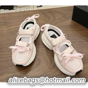 Luxurious Chanel Calfskin & Mesh Sneakers CH072844 Light Pink 2026