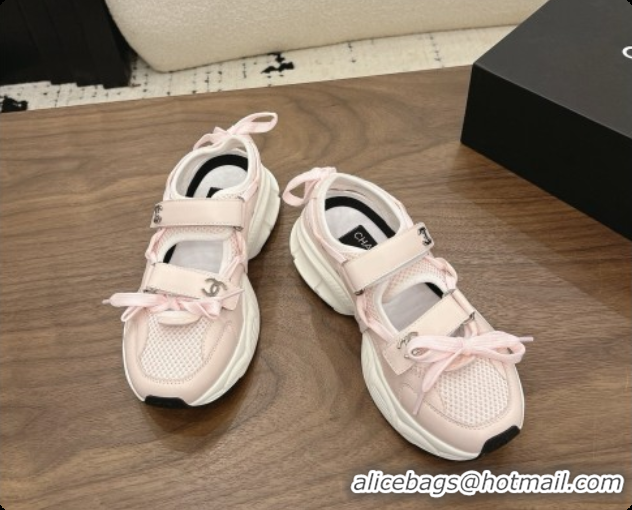 Luxurious Chanel Calfskin & Mesh Sneakers CH072844 Light Pink 2026