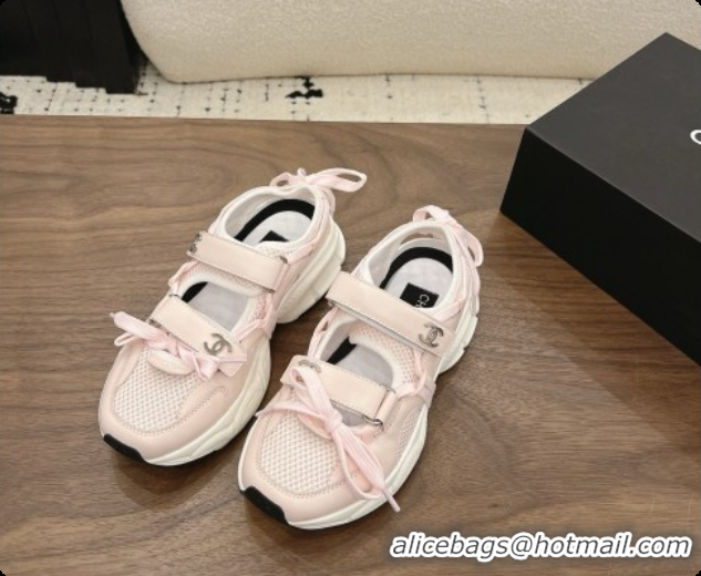 Luxurious Chanel Calfskin & Mesh Sneakers CH072844 Light Pink 2026