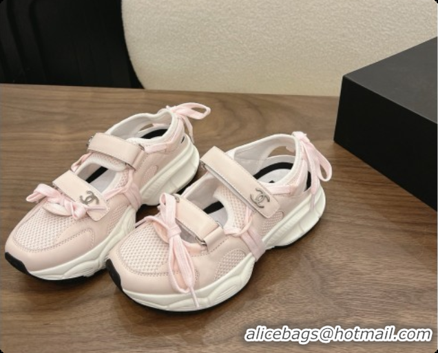 Luxurious Chanel Calfskin & Mesh Sneakers CH072844 Light Pink 2026