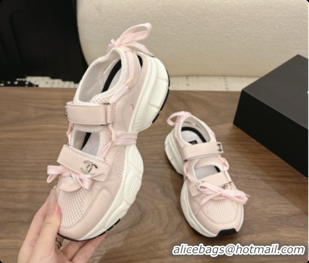 Luxurious Chanel Calfskin & Mesh Sneakers CH072844 Light Pink 2026