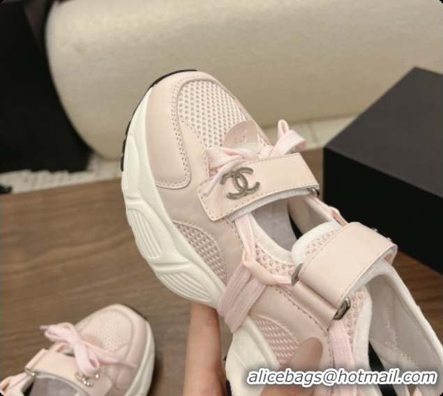 Luxurious Chanel Calfskin & Mesh Sneakers CH072844 Light Pink 2026