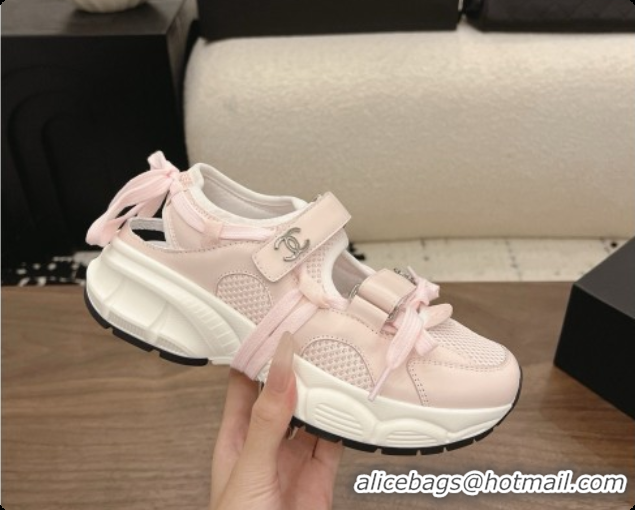 Luxurious Chanel Calfskin & Mesh Sneakers CH072844 Light Pink 2026