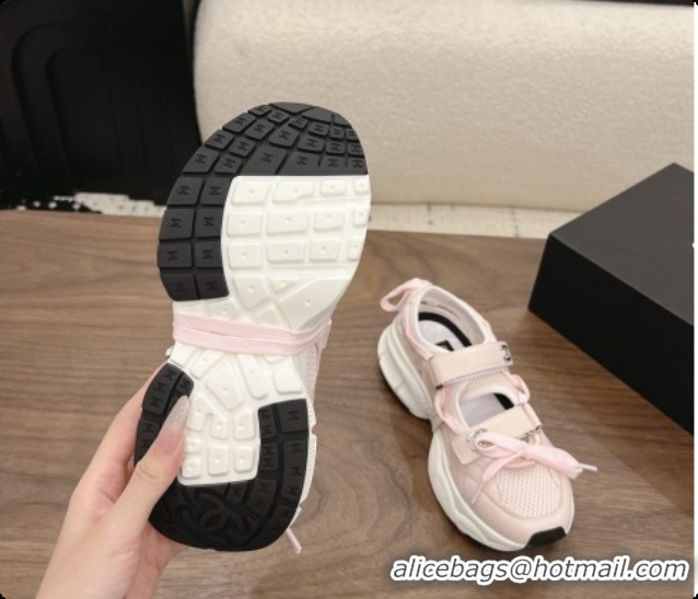Luxurious Chanel Calfskin & Mesh Sneakers CH072844 Light Pink 2026