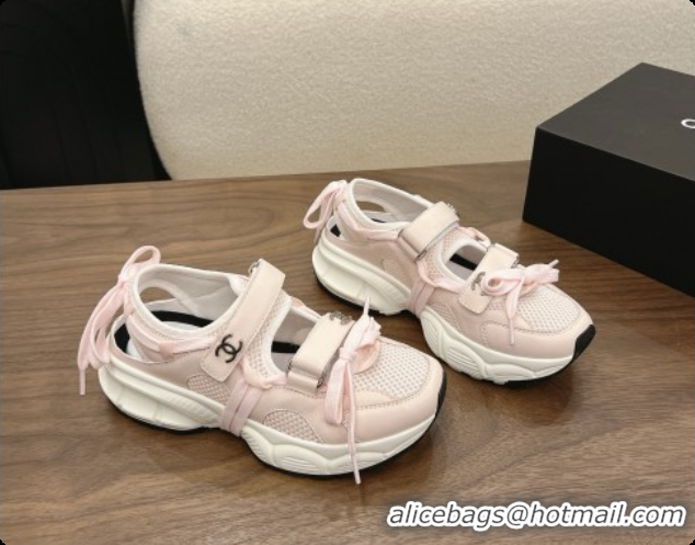 Luxurious Chanel Calfskin & Mesh Sneakers CH072844 Light Pink 2026