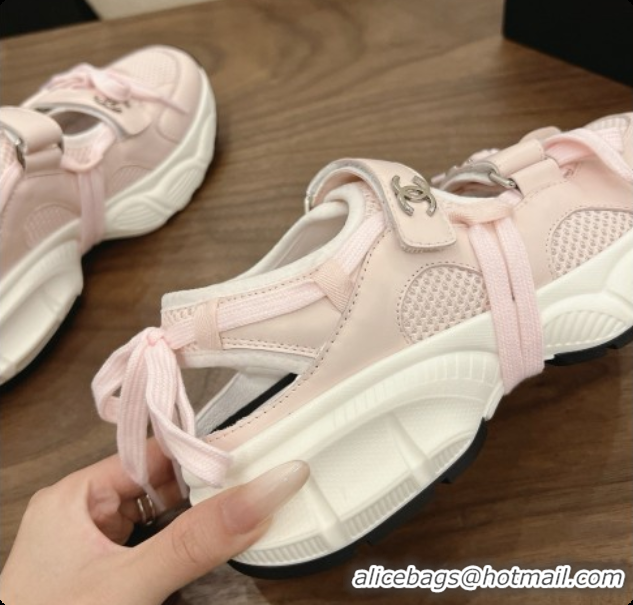 Luxurious Chanel Calfskin & Mesh Sneakers CH072844 Light Pink 2026