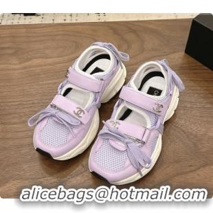 Perfect Chanel Calfskin & Mesh Sneakers CH072845 Purple 2026