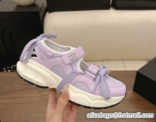 Perfect Chanel Calfskin & Mesh Sneakers CH072845 Purple 2026