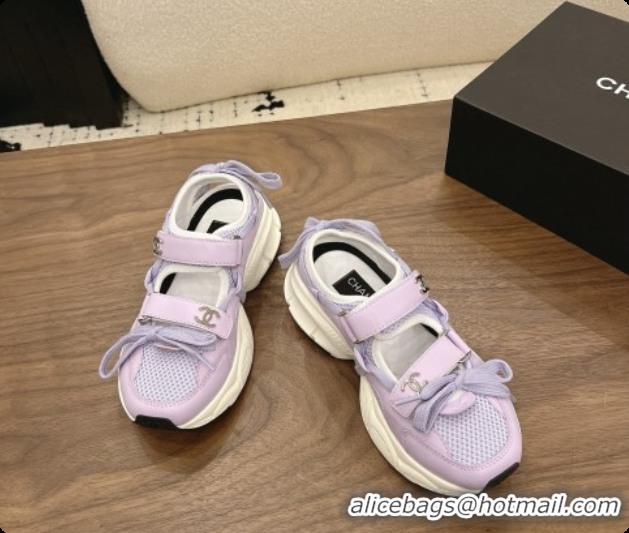 Perfect Chanel Calfskin & Mesh Sneakers CH072845 Purple 2026