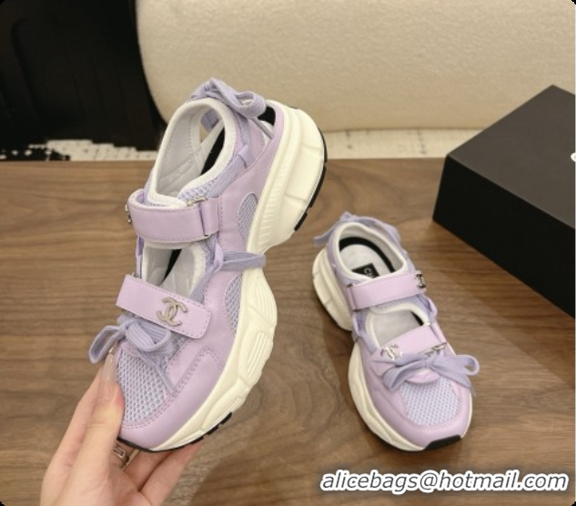 Perfect Chanel Calfskin & Mesh Sneakers CH072845 Purple 2026