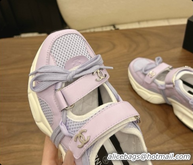 Perfect Chanel Calfskin & Mesh Sneakers CH072845 Purple 2026