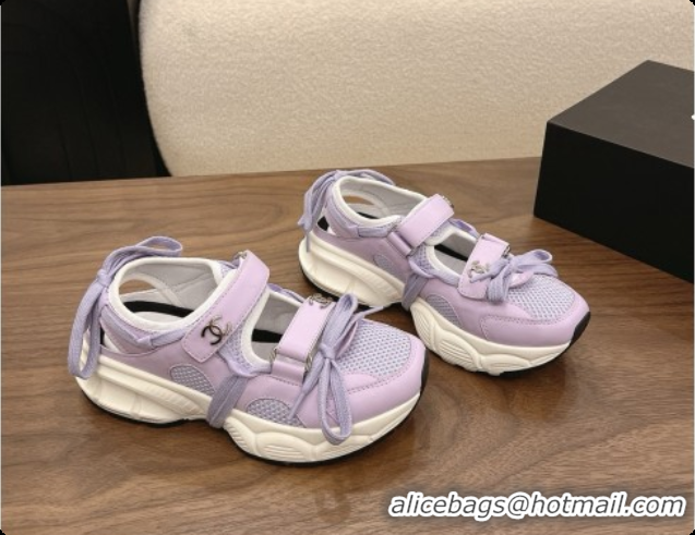 Perfect Chanel Calfskin & Mesh Sneakers CH072845 Purple 2026