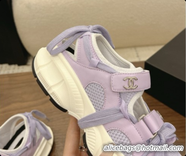 Perfect Chanel Calfskin & Mesh Sneakers CH072845 Purple 2026