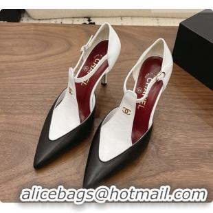Purchase Chanel Leather Mary Janes 8.5cm Heel Black/White 072846 2026