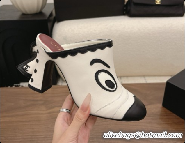 Duplicate Chanel Lambskin Mules G47327 White/Black 2026