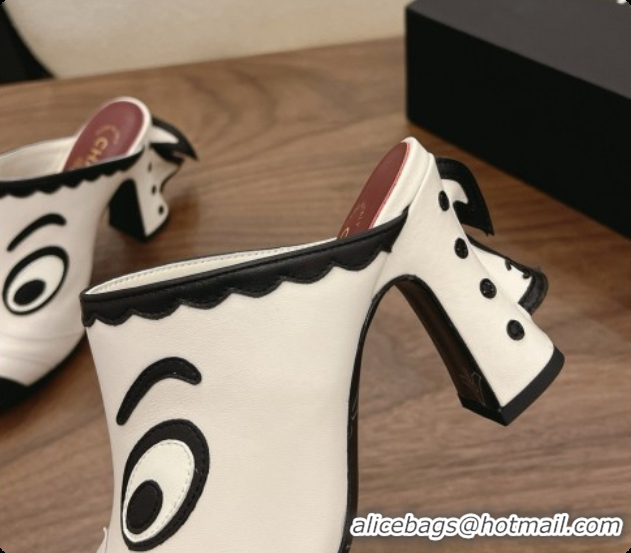 Duplicate Chanel Lambskin Mules G47327 White/Black 2026